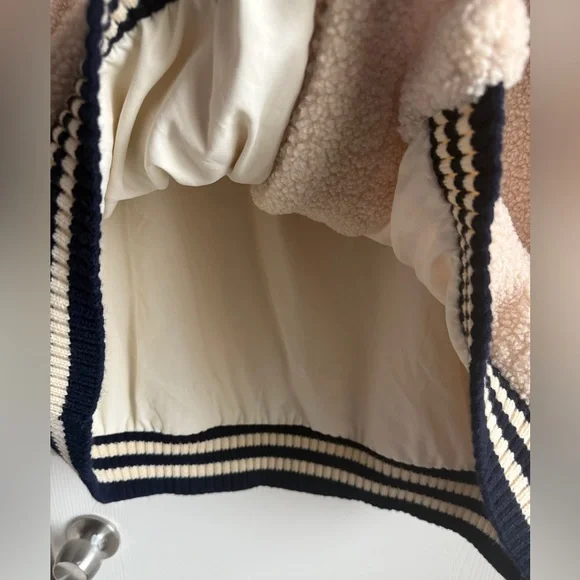 FREE PEOPLE Pep Rally Teddy Poncho Jacket Oversized Fur Sherpa Sleeveless Cream - Picture 8 of 9